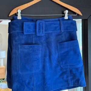Sezane Gillie Blue Suede Skirt